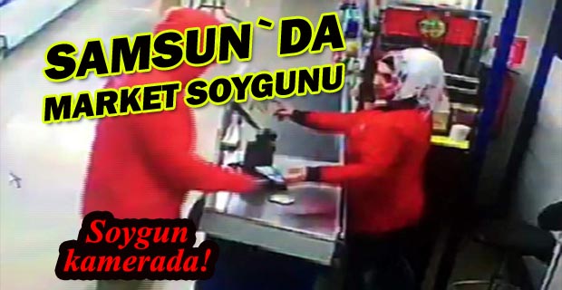 Bıçaklı market gaspı güvenlik kamerasında