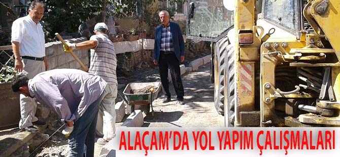 Alaçam belediyesi yol yapımı çalışmalarına devam ediyor