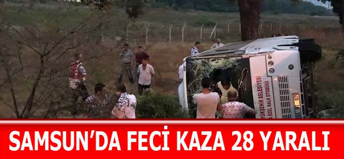 Samsun'da Halk Otobüsü Tır'a çarptı 28 yaralı