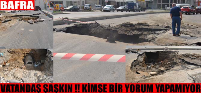 KÜÇÜK SANAYİ GİRİŞİNDEKİ YOL ÇÖKTÜ