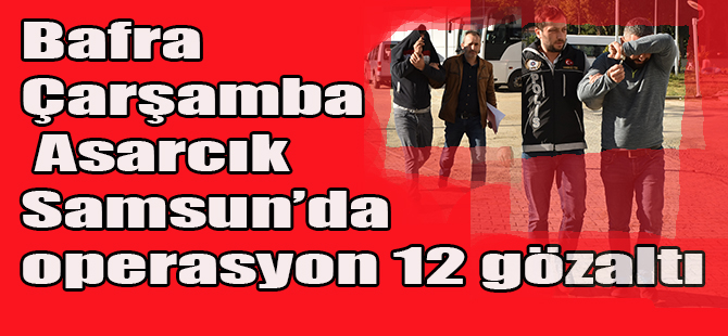 Bafra Çarşamba Asarcık Samsunda operasyon 12 gözaltı