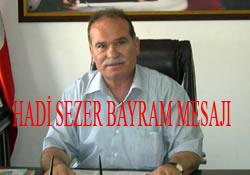 ÇETİNKAYA BELEDİYE BAŞKANI HADİ SEZER BAYRAM MESAJI