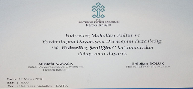 Bafra'da 4. Hıdırellez Şenliği