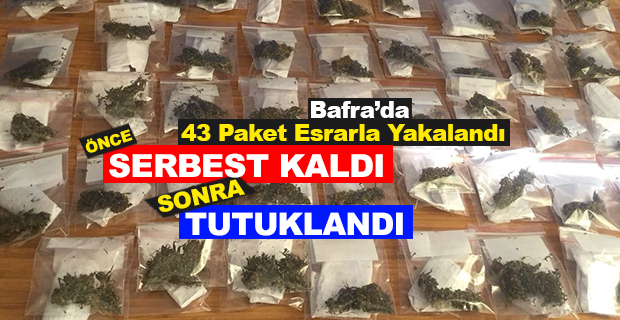 Bafra'da 43 Paket Esrarla Yakalanan Şahıs Tutuklandı