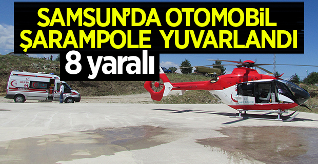 Samsun'da Otomobil Şarampole Yuvarlandı 8 Yaralı