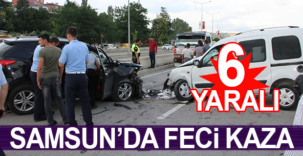 Samsun'da cip ile hafif ticari araç çarpıştı:6 yaralı