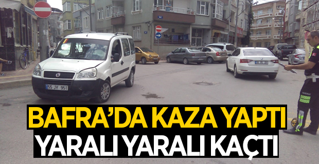 Bafra'da Kamyonete Çarpan Motosiklet Sürücüsü Kaçtı