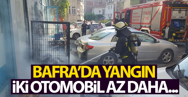 Bafra'da Yangın iki Otomobil Az Daha...!