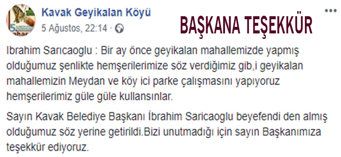 Sarıcaoğlu'na Hizmet Teşekkürü