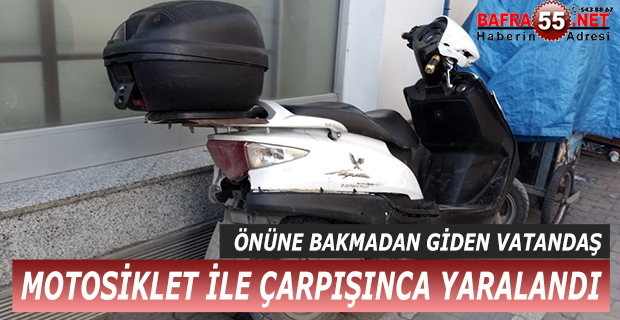 Bafra'da yola atlana kişi motosiklet ile çarpıştı