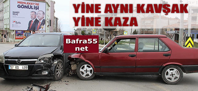 Bafra'da Aynı Kavşakta Yine Kaza 2 Yaralı