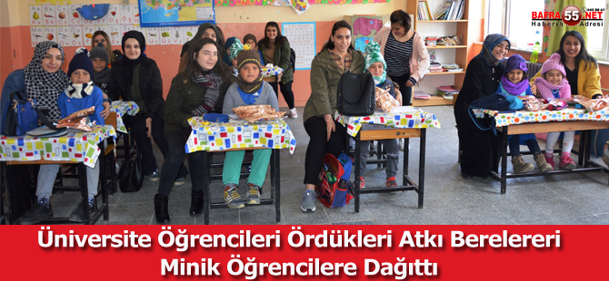 Üniversitelilerden minik öğrencilere hediye