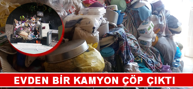 Bafra’da 2 yaşlı kadının yaşadığı evden 1 kamyon çöp çıktı.