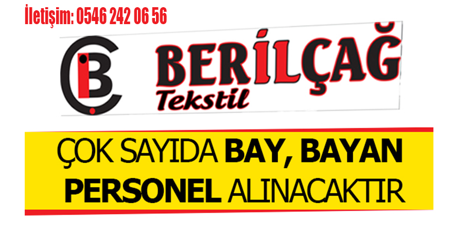 Berilçağ Tekstil Çok Sayıda Bay ve Bayan Personel Arıyor