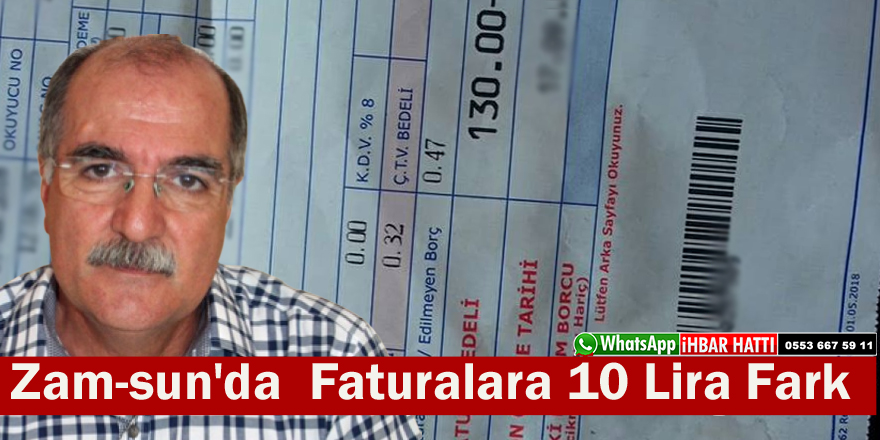 Samsun'da  Faturalara 10 Lira Zam