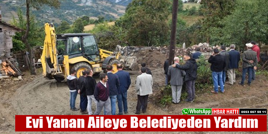 Evi Yanan Aileye Belediyeden Yardım