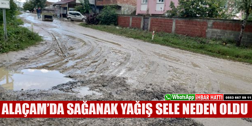 Alaçam'da Sağanak Yağış Sele Neden Oldu