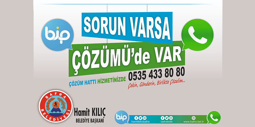 BAFRA BELEDİYESİ BİP’TEN SONRA WHATSAPP’DA HİZMETTE