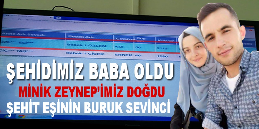 Şehidimizin minik kızı dünyaya geldi