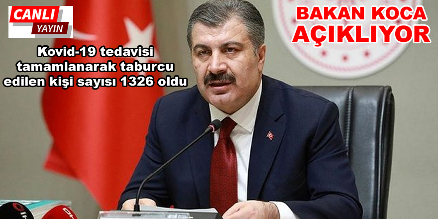 Türkiye'de Kovid-19'dan iyileşen hasta sayısı 1326'ya ulaştı