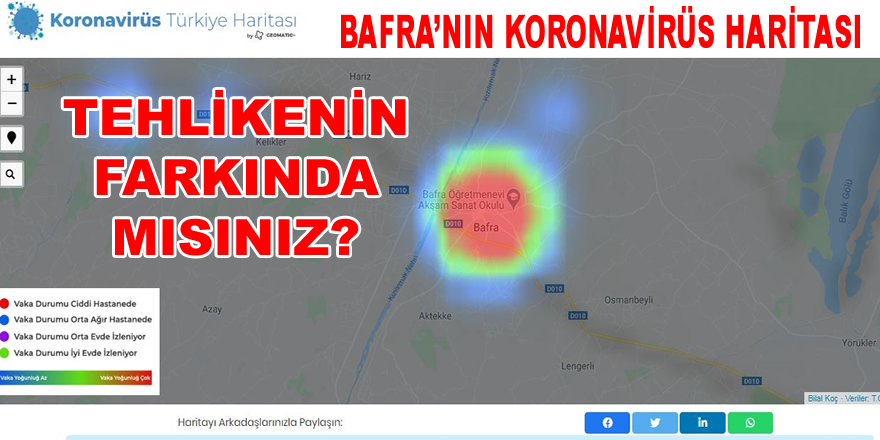 Bafra Koronavirüs Yoğunluk Haritası