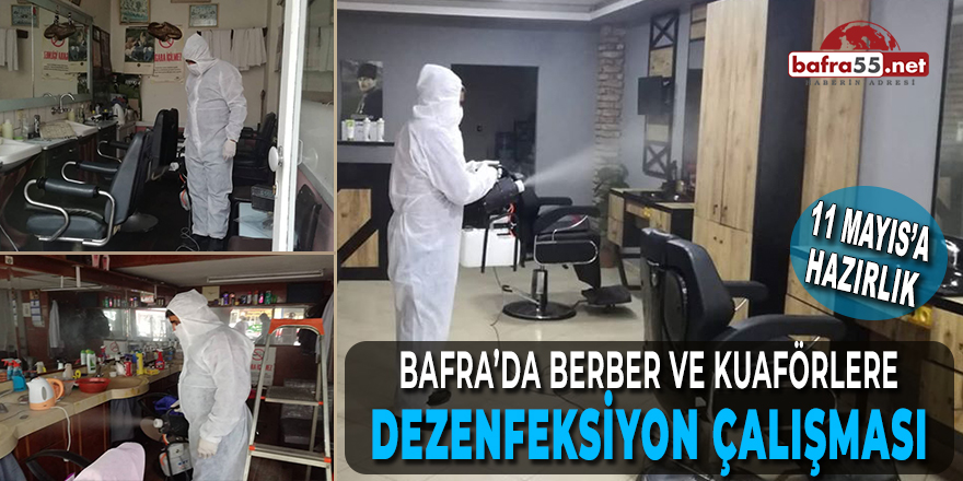 Bafra'da Berber ve Kuaförlere Dezenfeksiyon Çalışması