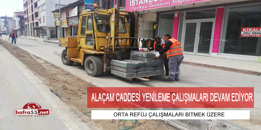 Alaçam Caddesi Orta Refüj Çalışmaları Hızlandı