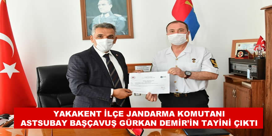 Vali Kaymak'tan Yakakent İlçe Jandarma Komutanına Teşekkür Belgesi