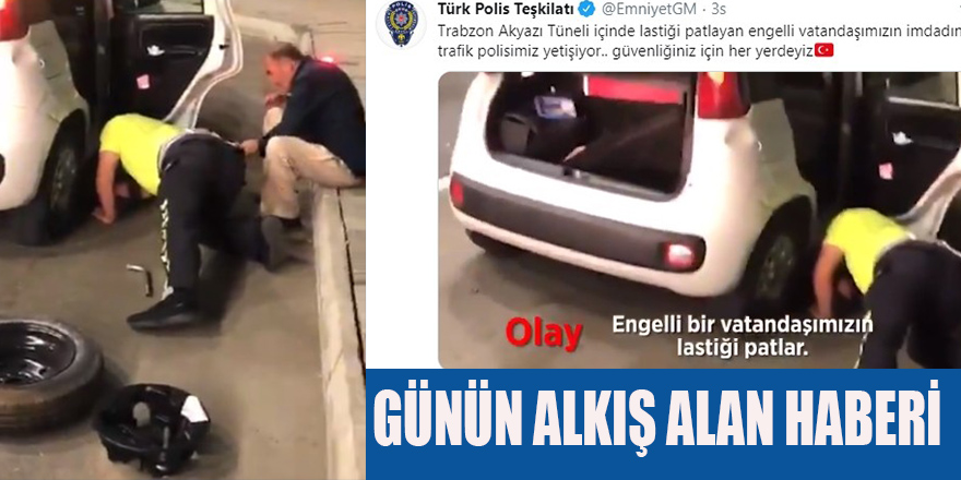 Engelli  Sürücünün Aracının Lastiklerini Değiştiler