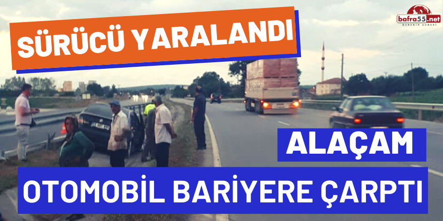 Otomobil Bariyere Çarptı, Sürücü Yaralandı