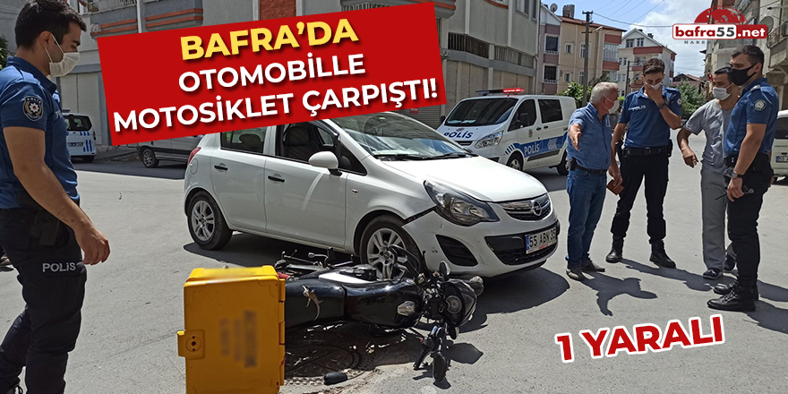 Bafra'da Otomobille Motosiklet Çarpıştı!