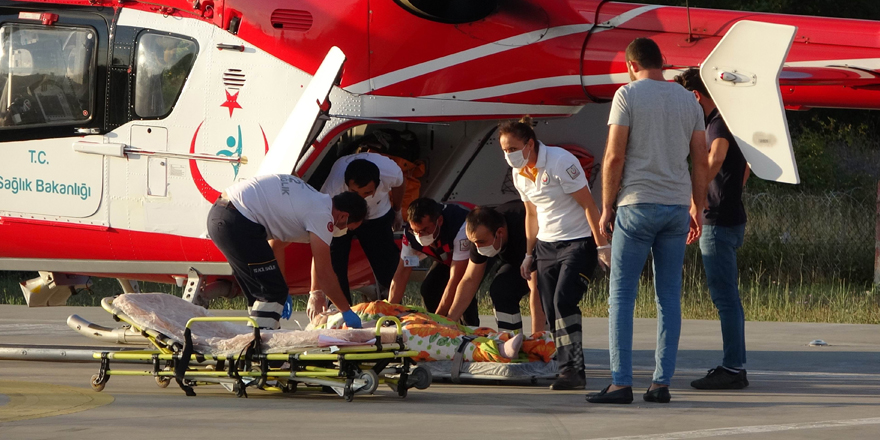 Böbrek hastası kadın ambulans helikopterle hastaneye sevk edildi