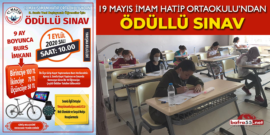 19 Mayıs İmam Hatip Ortaokulu'ndan Ödüllü Sınav