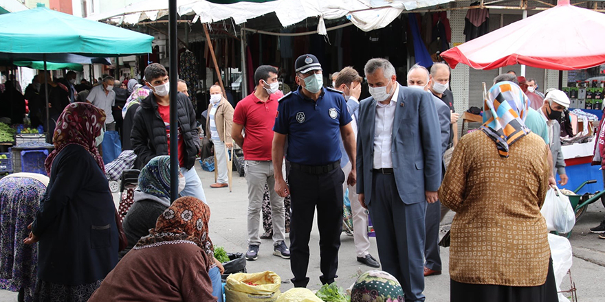 Bafra’da eş zamanlı korona denetimi