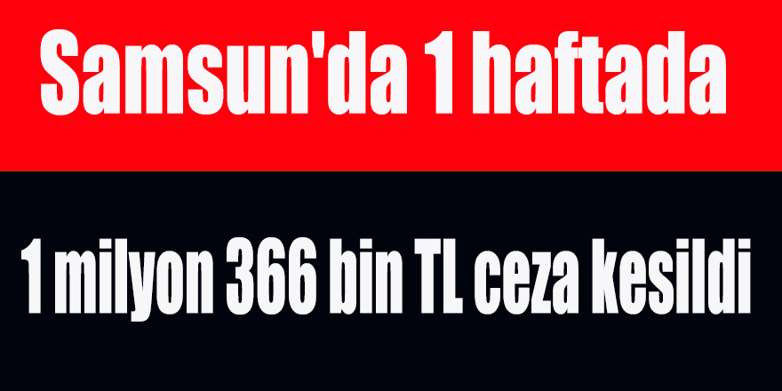 Samsun'da 1 haftada 1 milyon 366 bin TL ceza kesildi