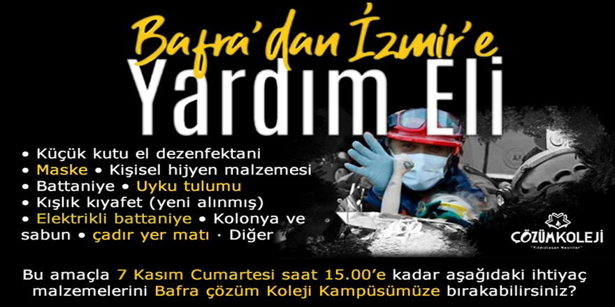 Bafra'dan İzmir'e yardım eli