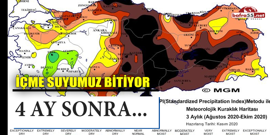 Samsun'un 4 aylık içme suyu kaldı