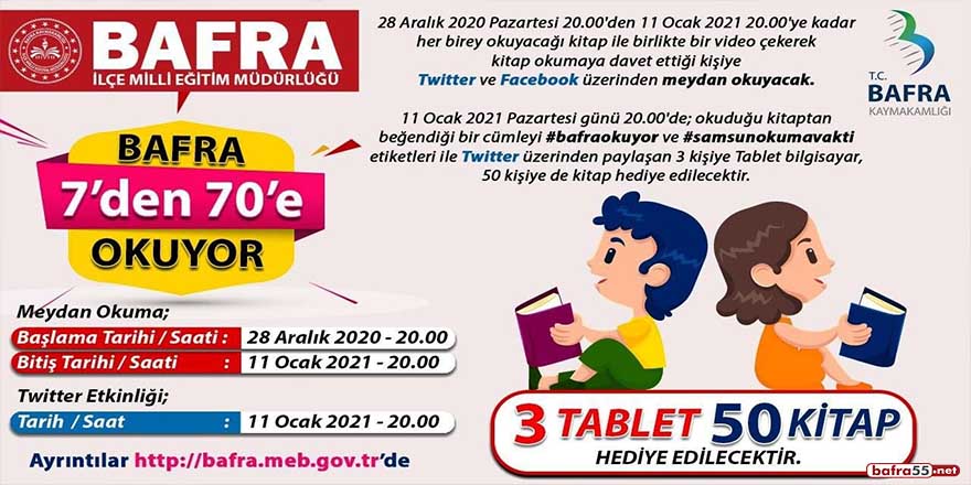 Bafra İlçe Milli Eğitim'den "Bafra 7’den 70’e Okuyor" projesi