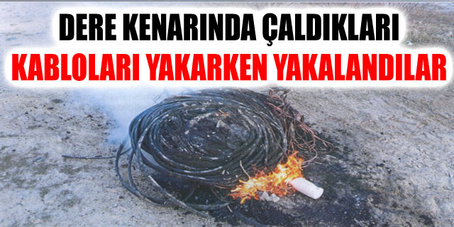 ÇALDIKLARI KABLOLARI YAKARKEN YAKALANDILAR