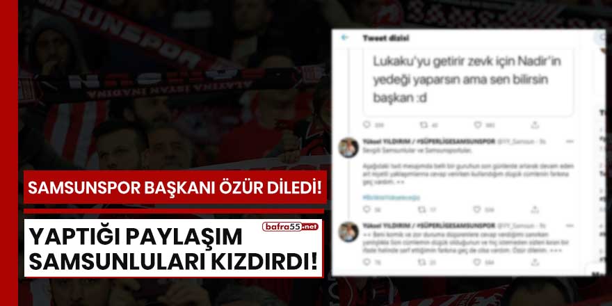 Başkan Yıldırım'ın paylaşımı Samsunluları kızdırdı!