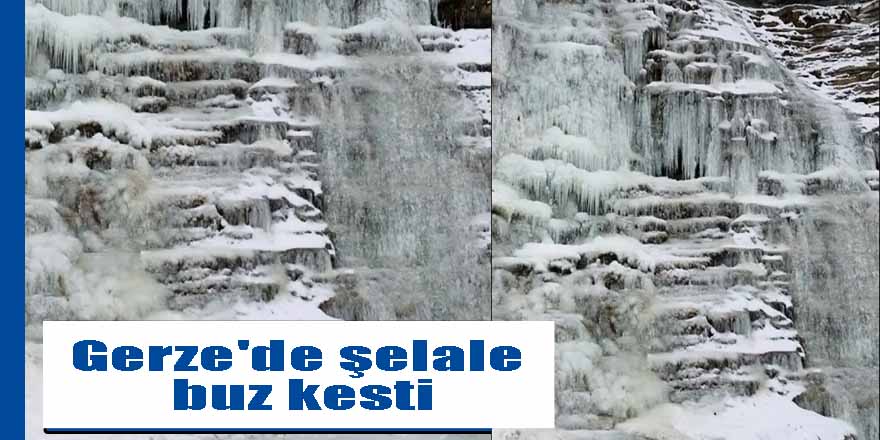 Gerze'de şelale buz kesti