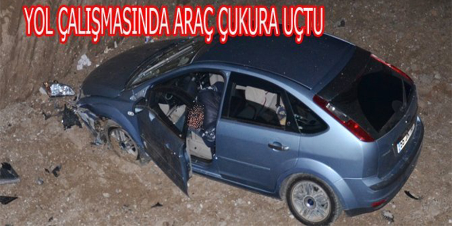 BAFRA'DA SÜRÜCÜ ARABASI İLE 4 METRE ÇUKURA UÇTU