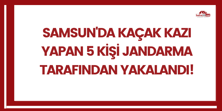 Samsun'da kaçak kazı yapan 5 kişi jandarma tarafından yakalandı