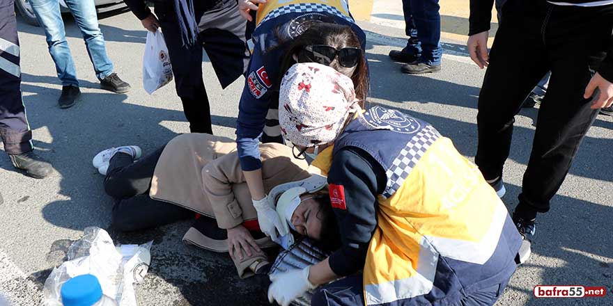 Samsun'da kamyonetin çarptığı kadın yaralandı