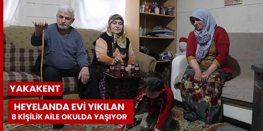 Heyelanda evi yıkılan 8 kişilik aile okulda yaşıyor