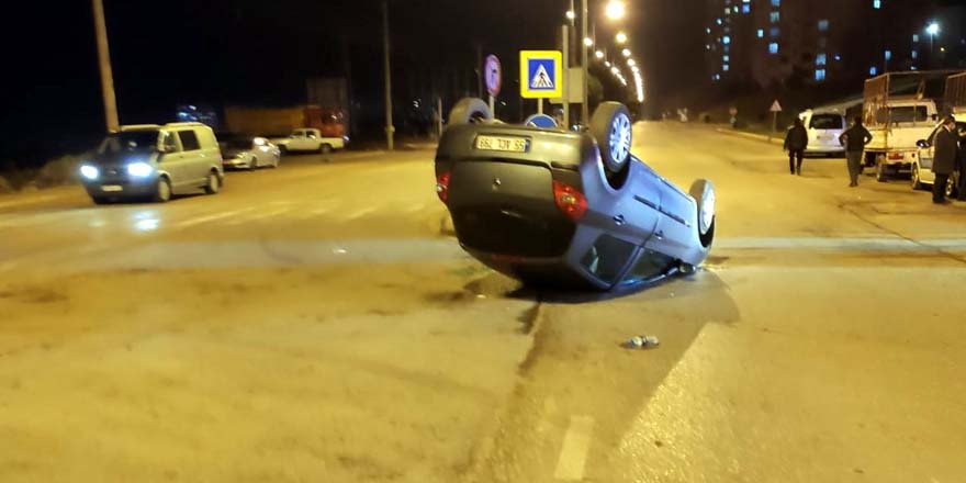 Samsun'da araç takla attı 1 yaralı