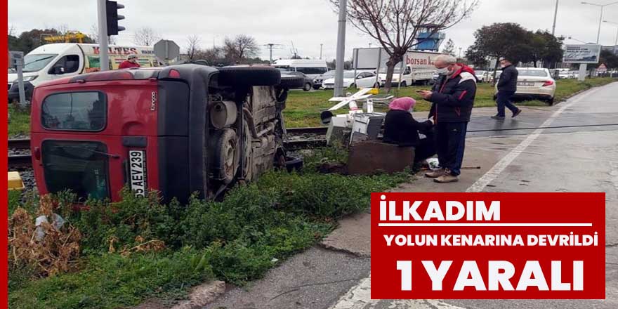 Samsun'da hafif ticari araç demir yolu kenarına devrildi: 1 yaralı