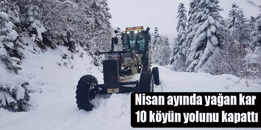 Nisan ayında yağan kar 10 köyün yolunu kapattı