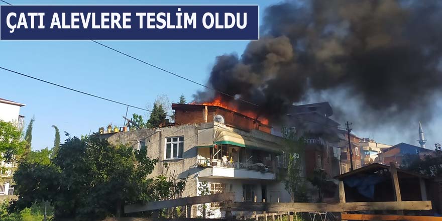 Evin çatısı alevlere teslim oldu