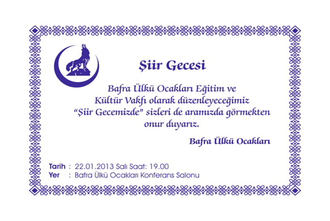 Ülkü Ocaklarından Şiir Gecesine Davet